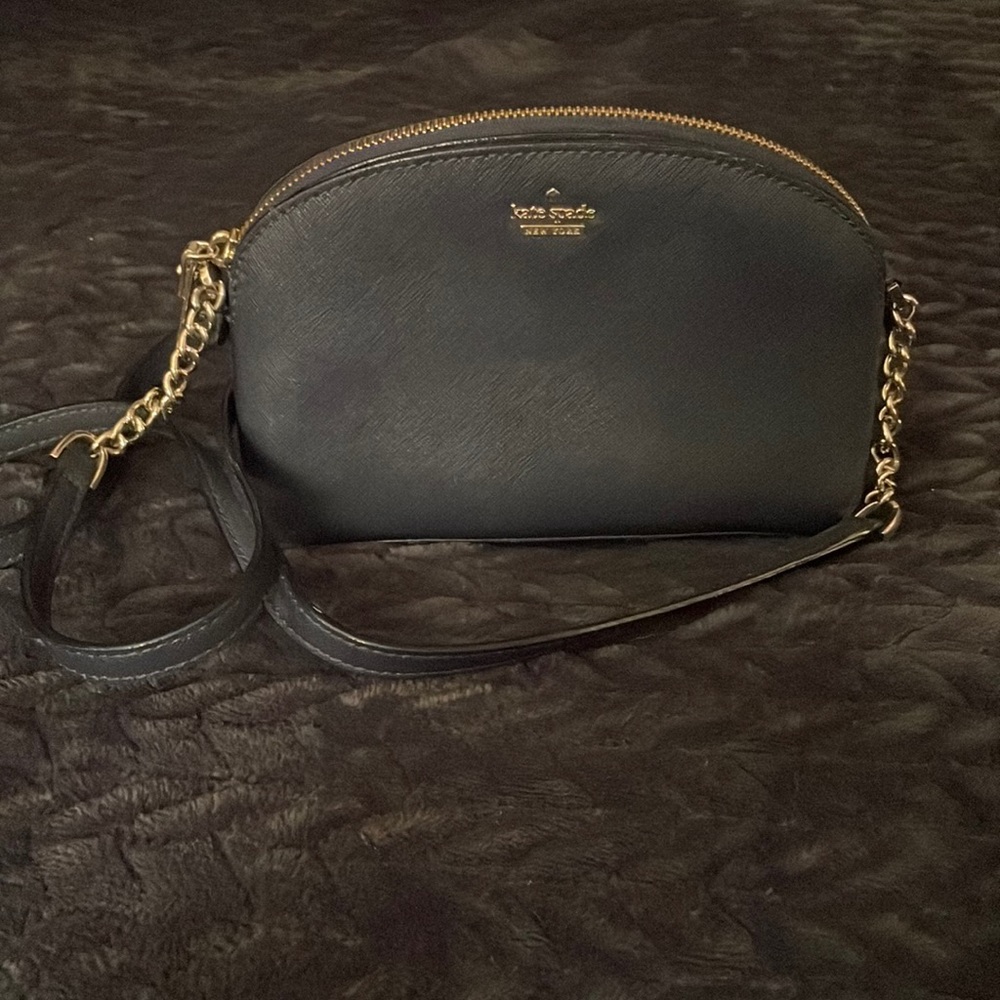 Kate Spade purse, clutch size Navy blue w/gold hardware.